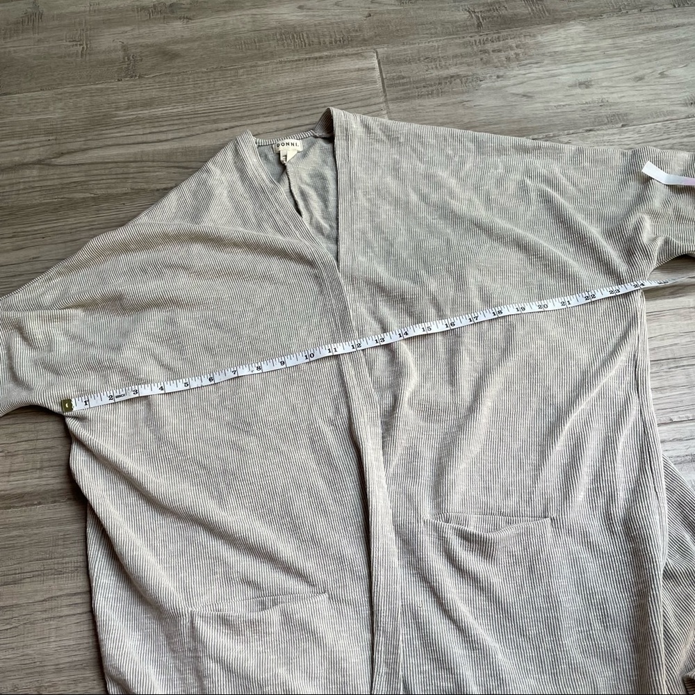 DONNI. Ribbed Sweater Coat Open Front Stretchy Ribbed Pockets Tan/Sand Color O/S - Picture 12 of 15